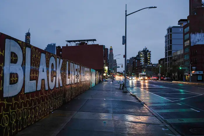 A photo of Black Lives Matter graffiti in Brooklyn